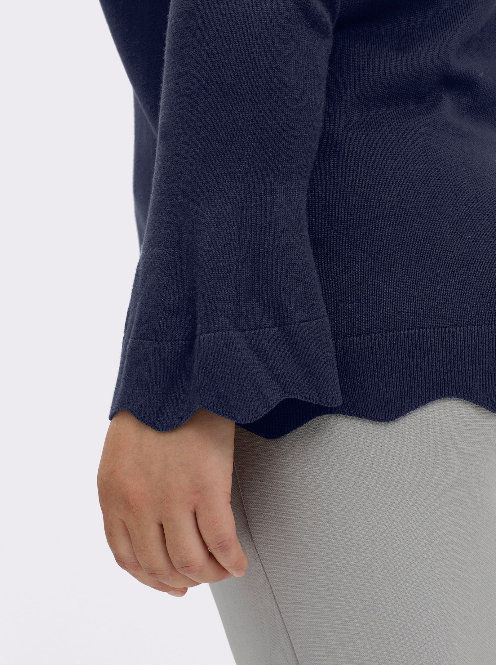 Strickpullover mit Wellenkanten - marine