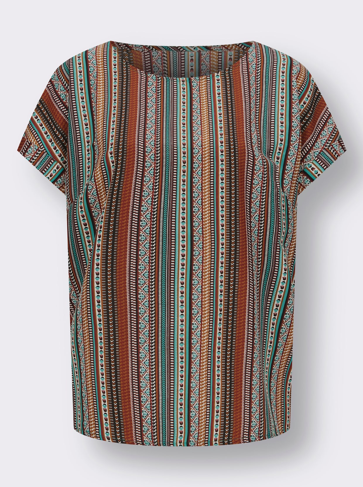Comfortabele blouse - donkerrood/smaragdgroen gestreept