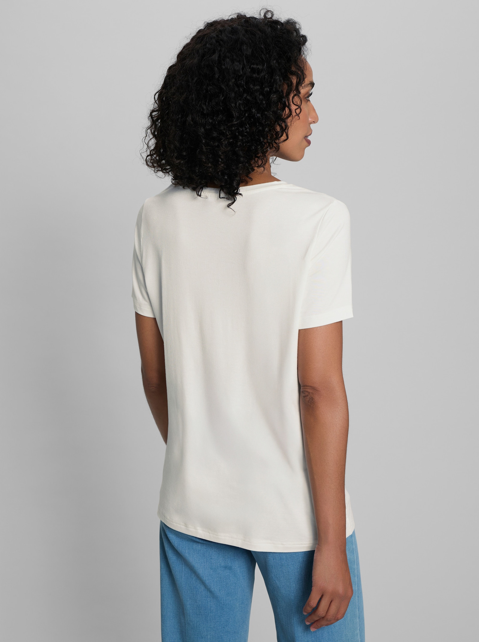 heine Kurzarmshirt mit Strand-Motiv - cognac-ecru-gemustert