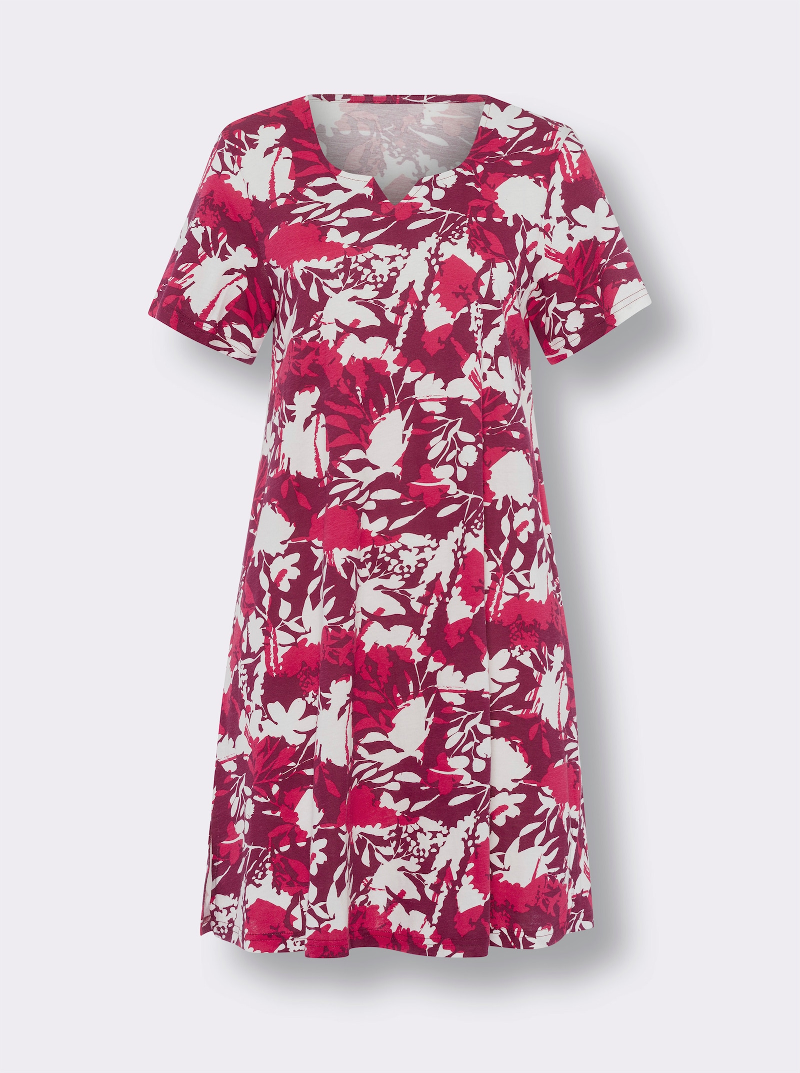 Sommerkleid in A-Linie, bedruckt - ecru-malve-bedruckt