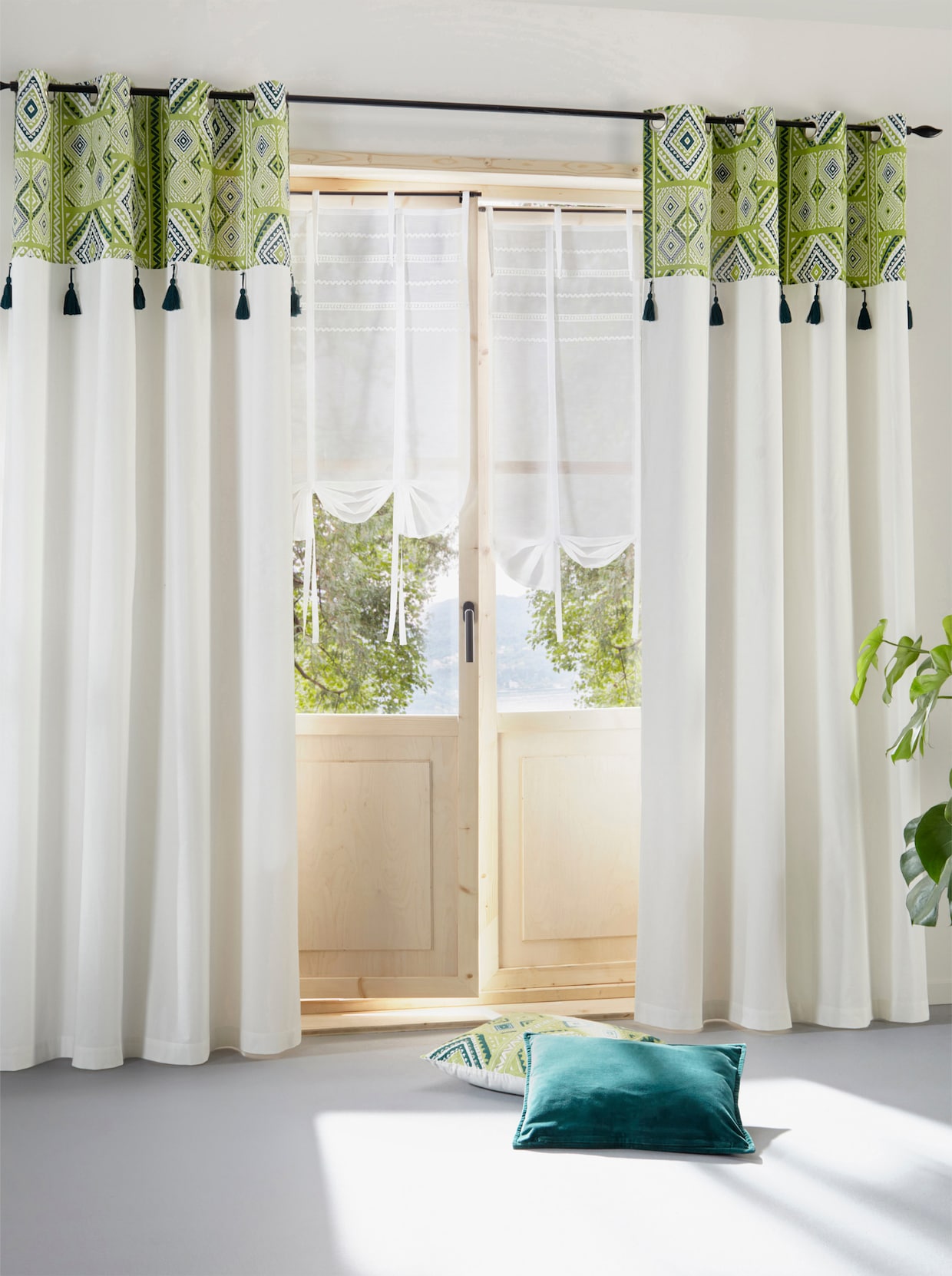 heine home gordijnen - off-white/groen