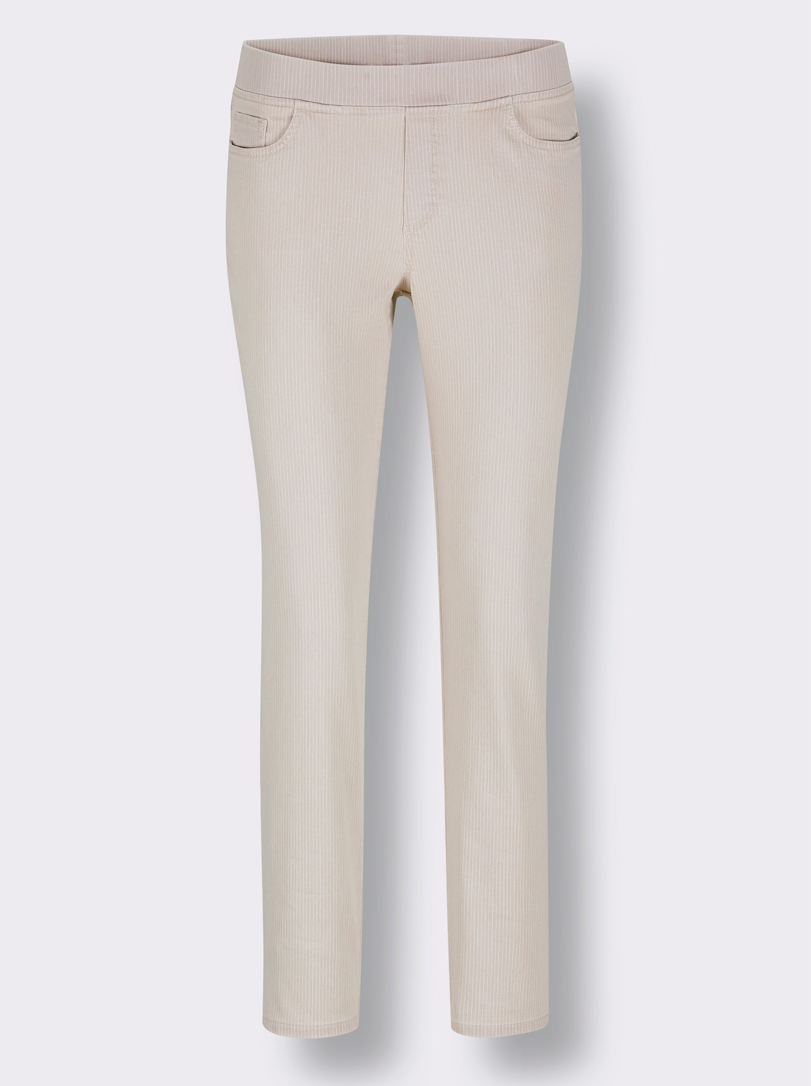 Ascari Schlupfjeans mit Dehnbund - beige-gestreift