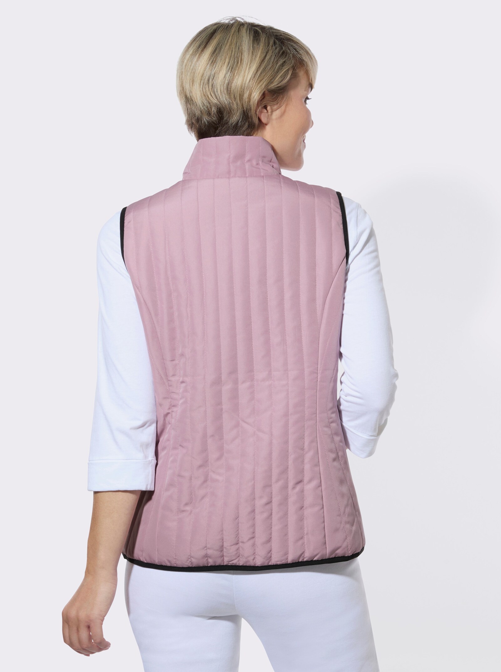 Steppweste mit Kontrastpaspelierung - mauve