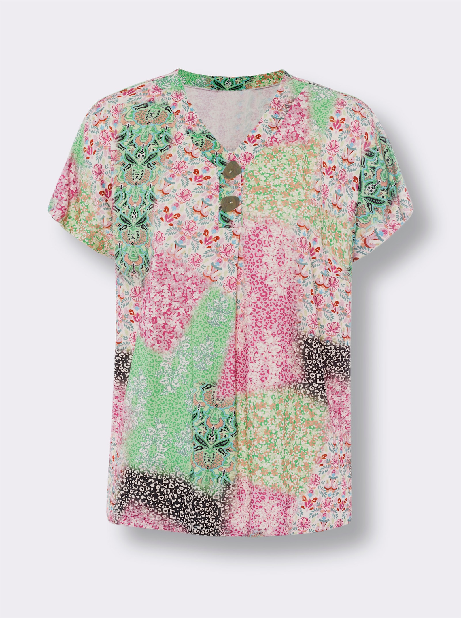 heine Blusenshirt mit Falte im Rücken - rosé-jade-bedruckt