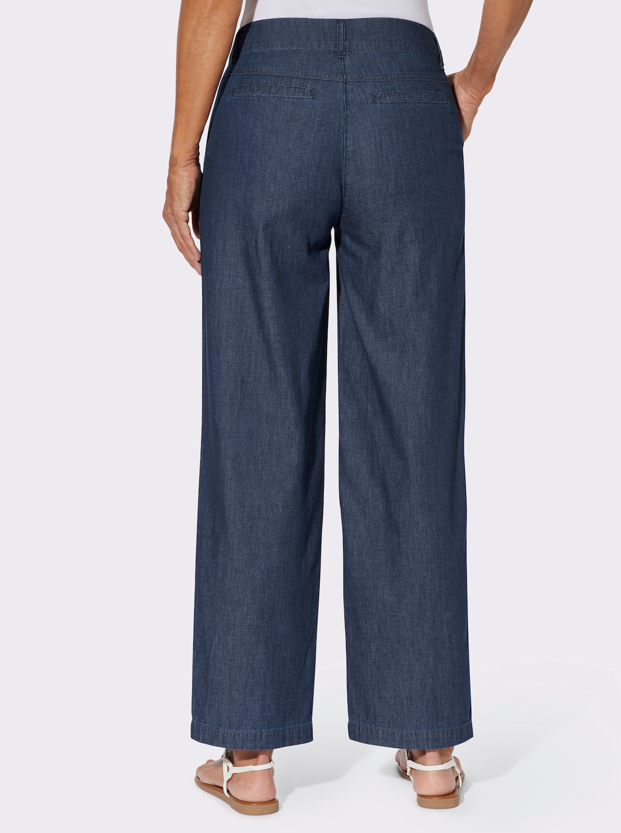 Culotte in Jeans-Qualität, Baumwolle - blue-stone-washed