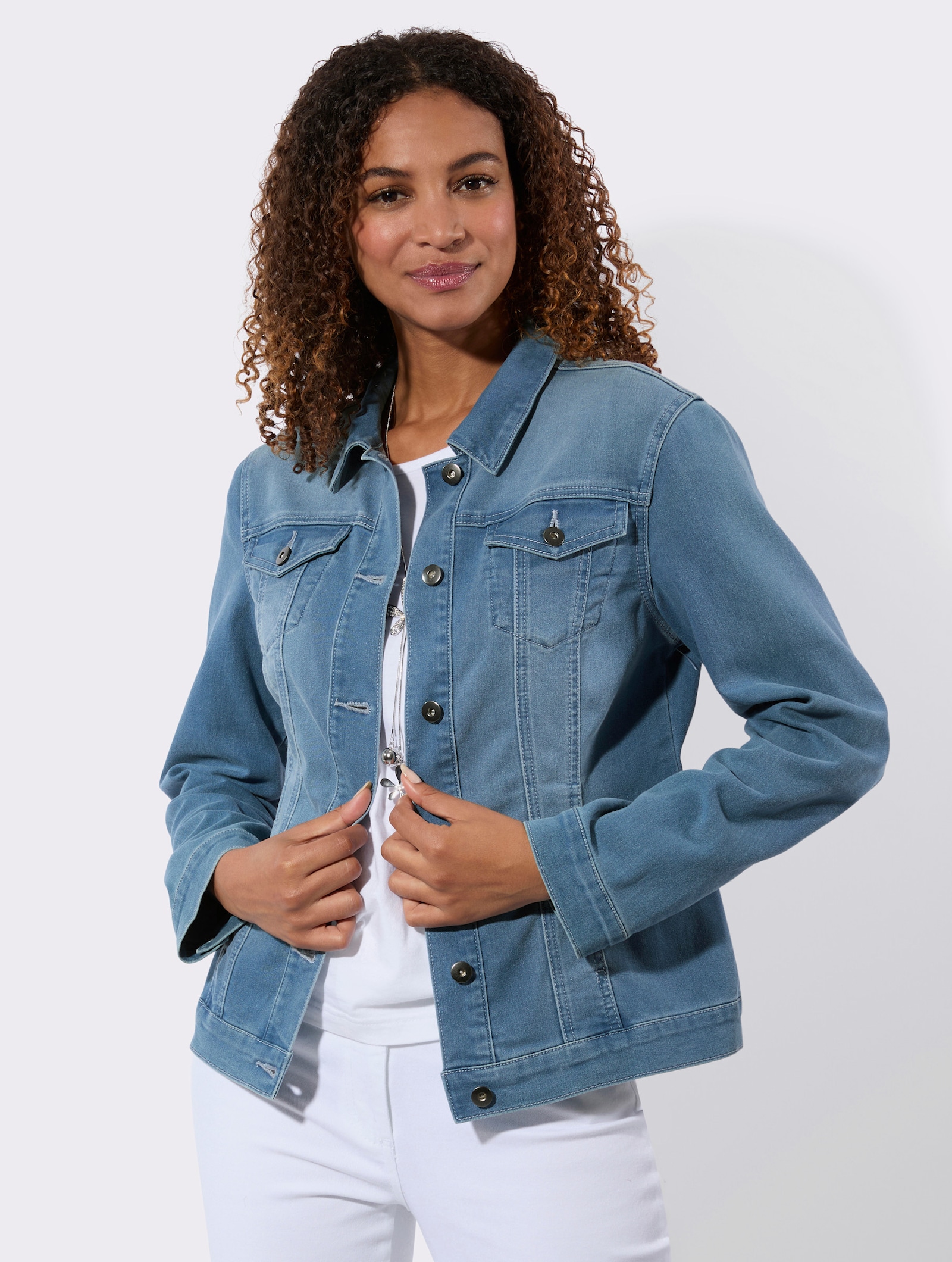 Jeansjacke elastische Qualität - blue-bleached