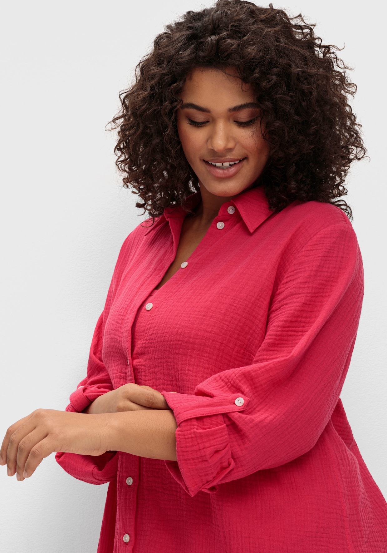 sheego Katoenen blouse - magenta