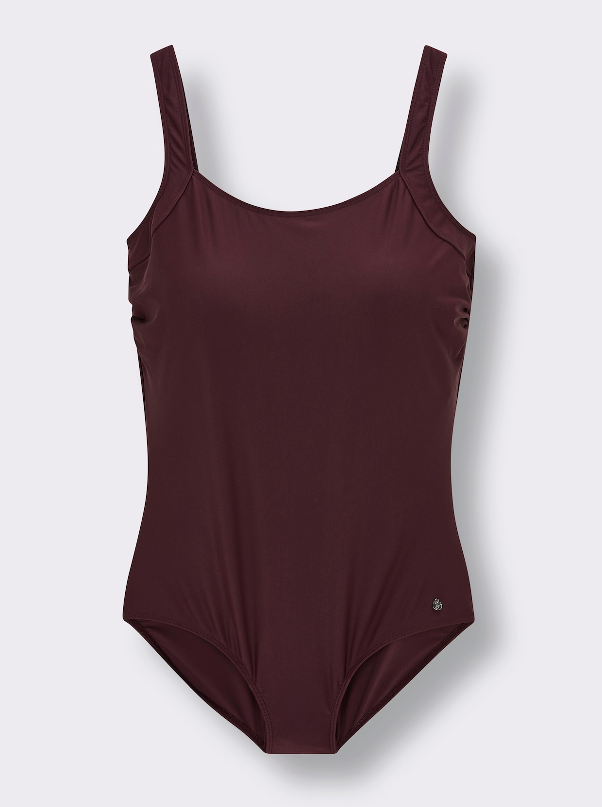 sheego Badeanzug mit raffiniertem Rückenausschnitt - burgund