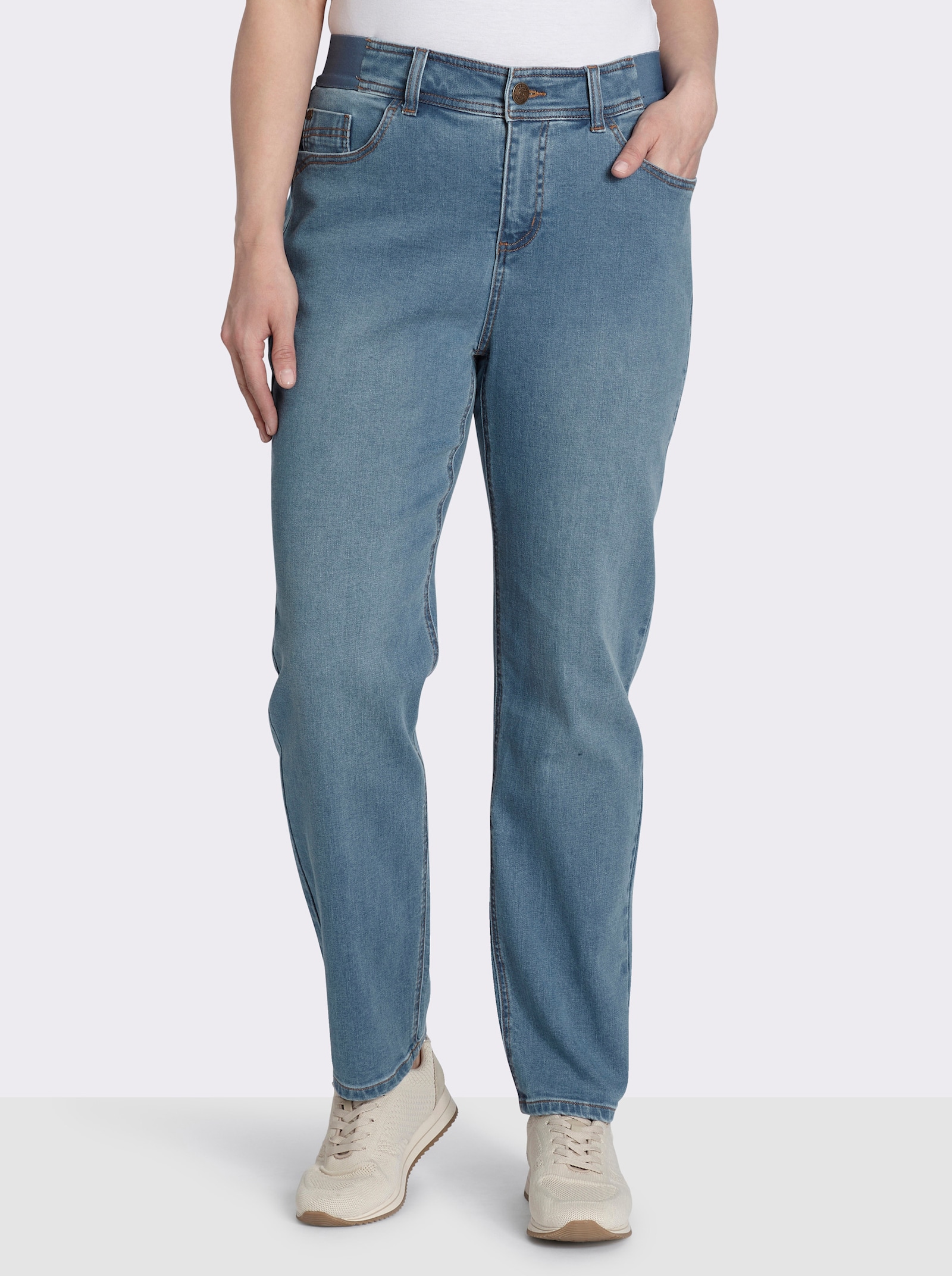 sheego Jeans mit schmalem Bein und Komfortbund - blue-bleached