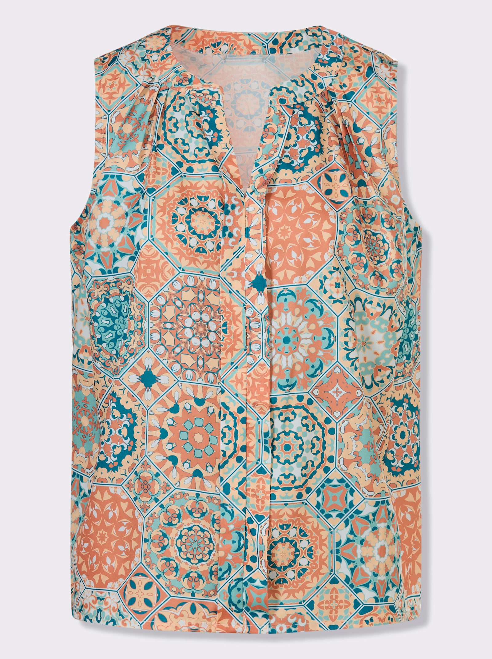 Blusentop im Mandala-Dessin - apricot-salbei-bedruckt