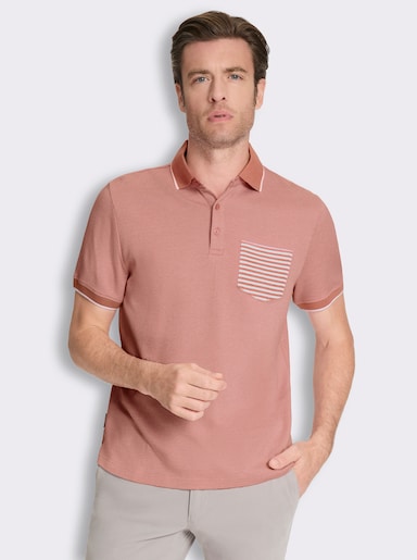 Marco Donati Kurzarmshirt in Jacquard-Qualität, mit Modal - papaya-gestreift