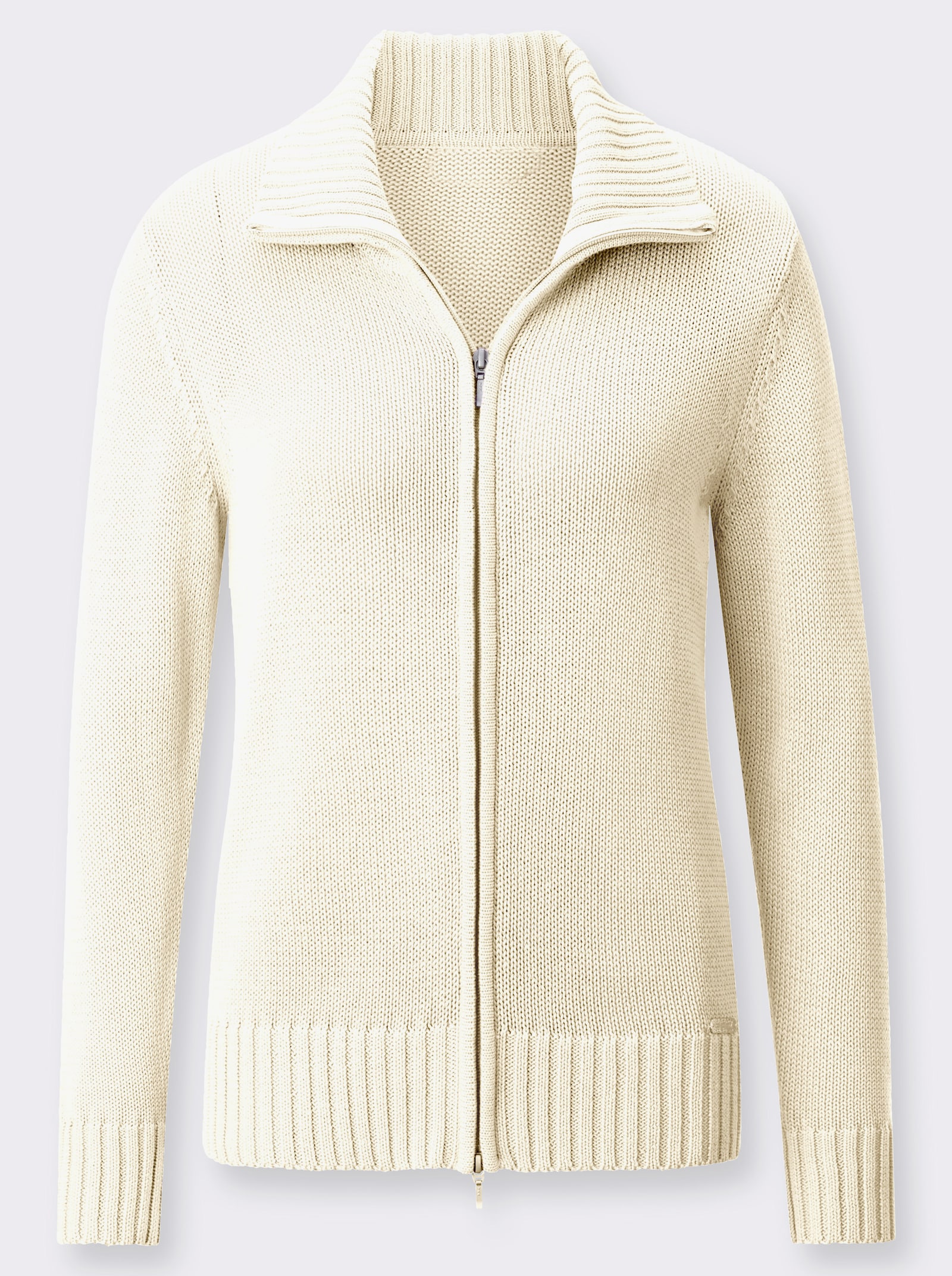 Strickjacke mit 2-Wege-Reißverschluss - wollweiß