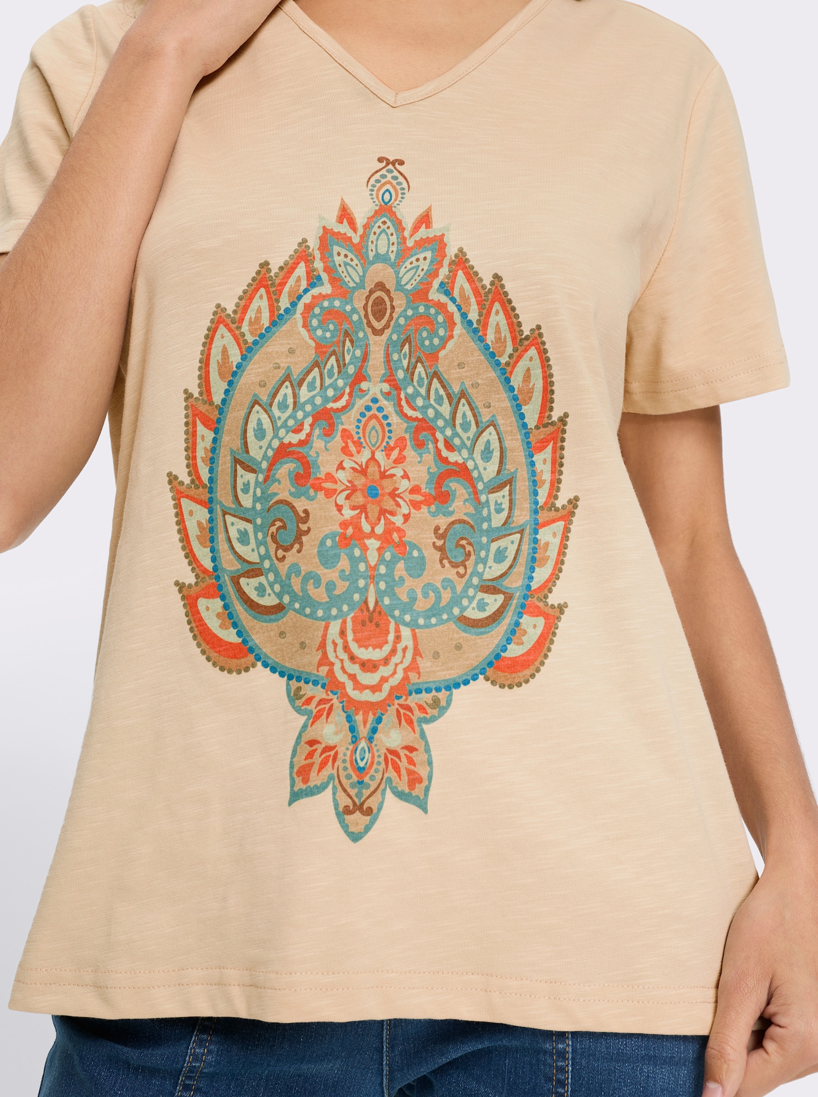 heine Print-Shirt aus Flammgarn - sand