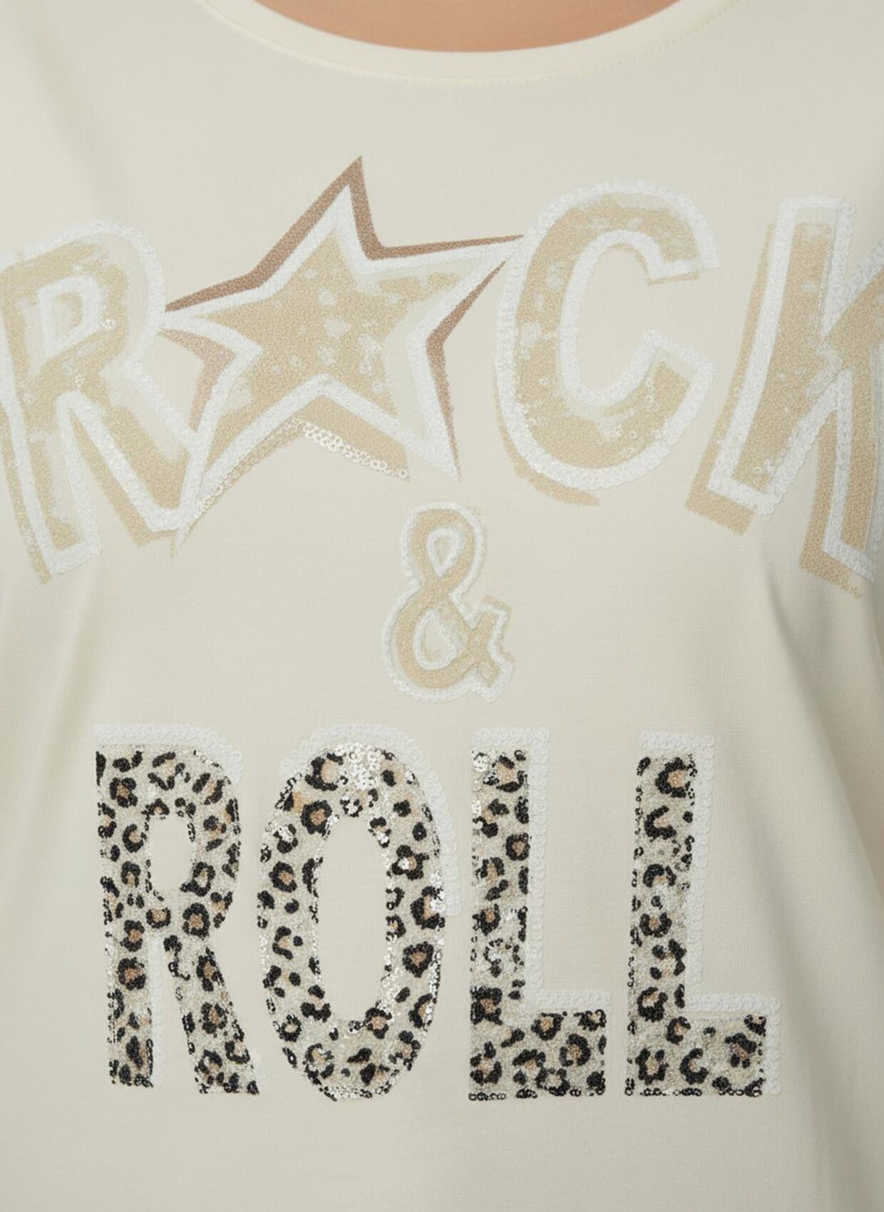 3/4-Arm-Shirt mit glänzendem Schriftzug - champagner-sand-bedruckt