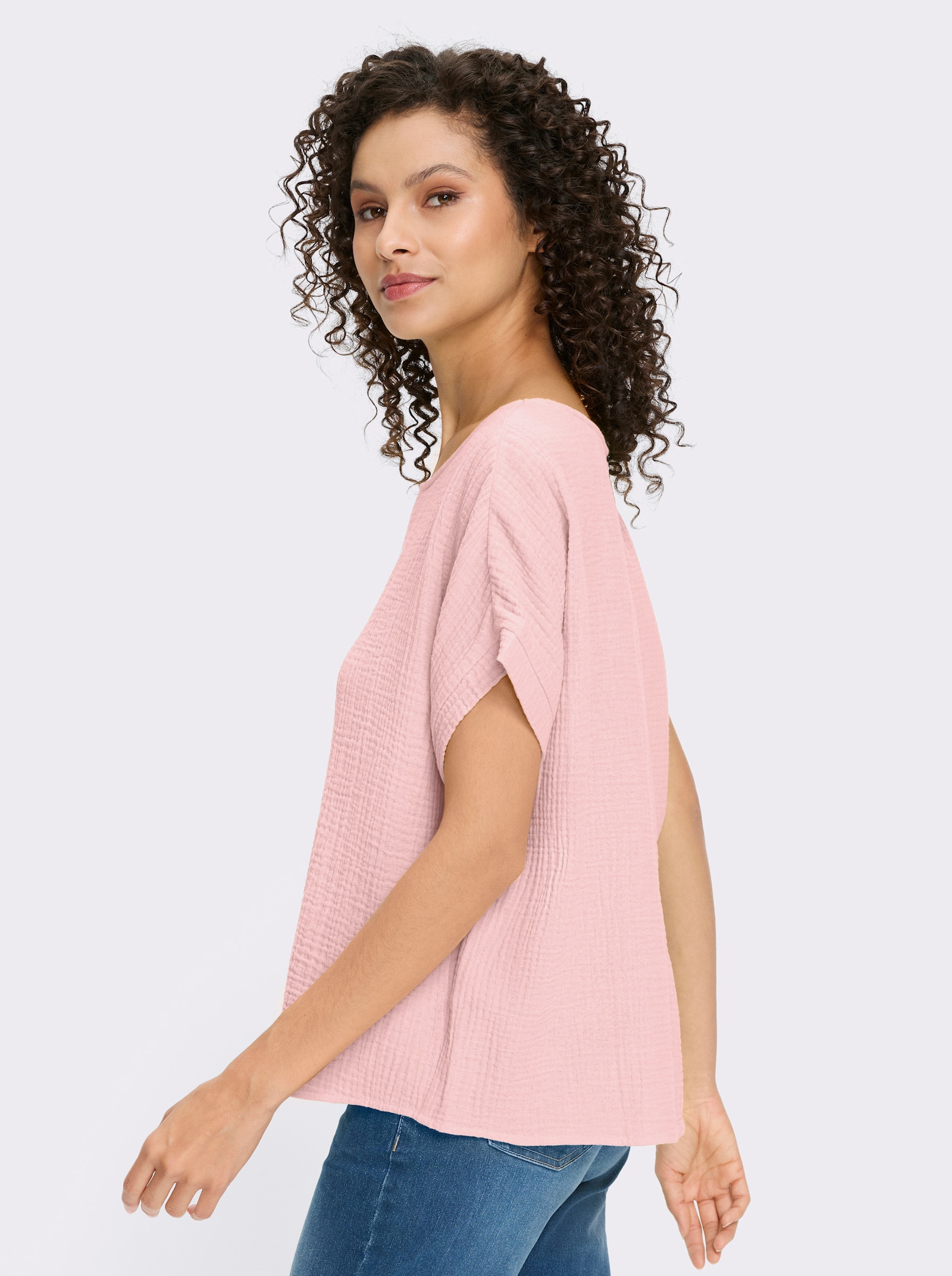 heine Baumwollbluse aus Musselin - hellrosé