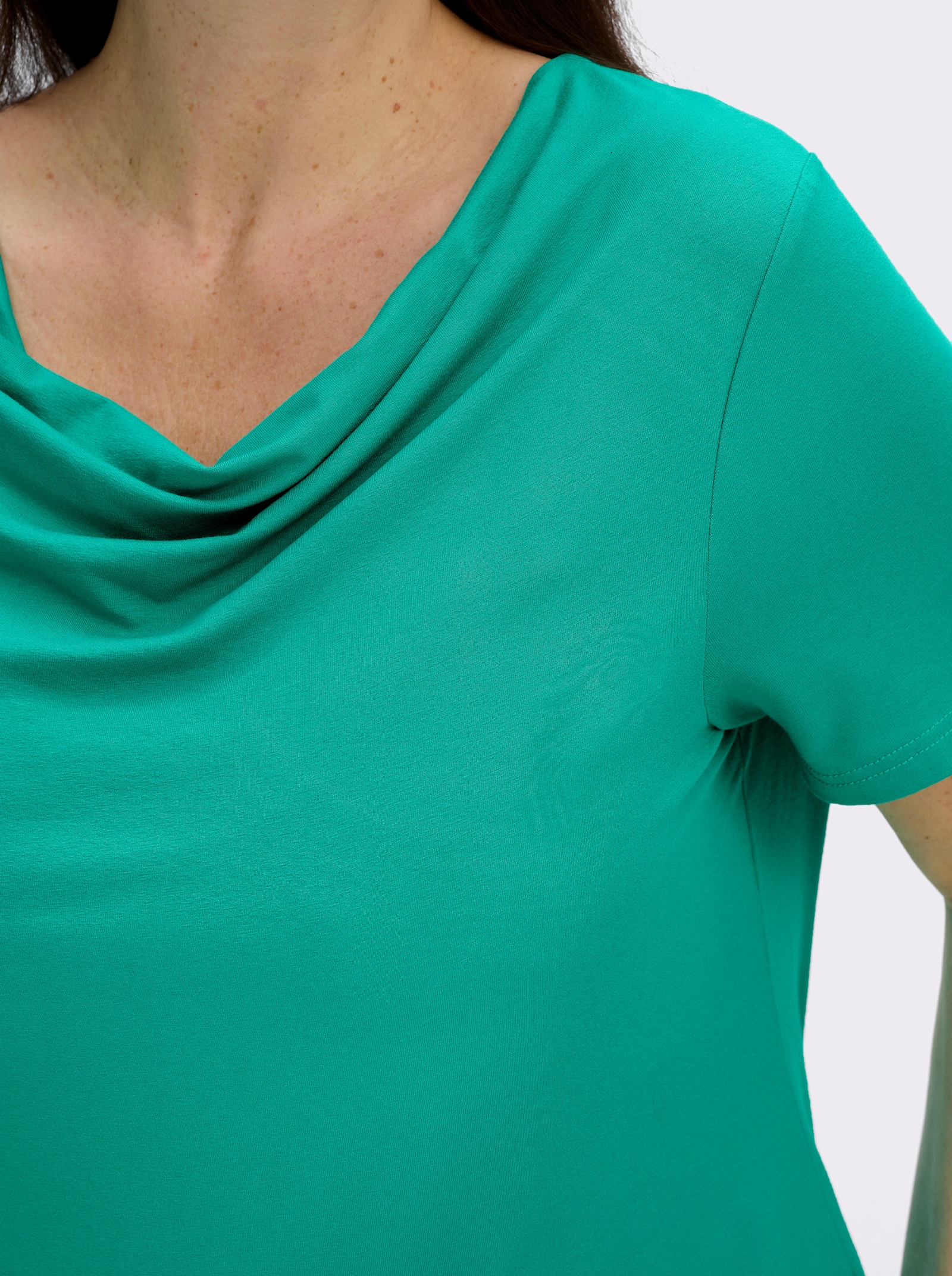 Wasserfallshirt mit kurzen Ärmeln - smaragd