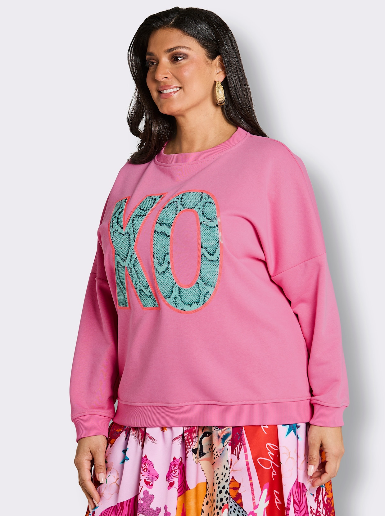 sheego loves miss goodlife Sweatshirt mit Front- und Rückenprint - altrosa-pink-bedruckt