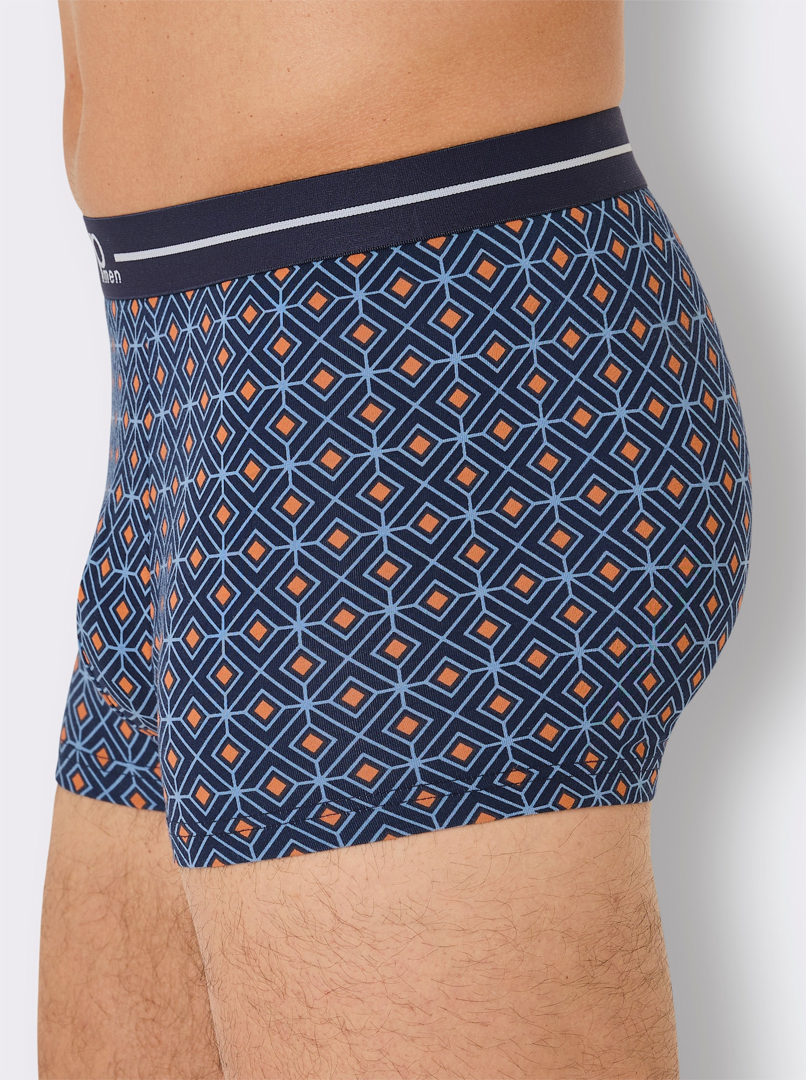 wäschepur men Pants - marine-mittelblau-bedruckt + marine + hellblau