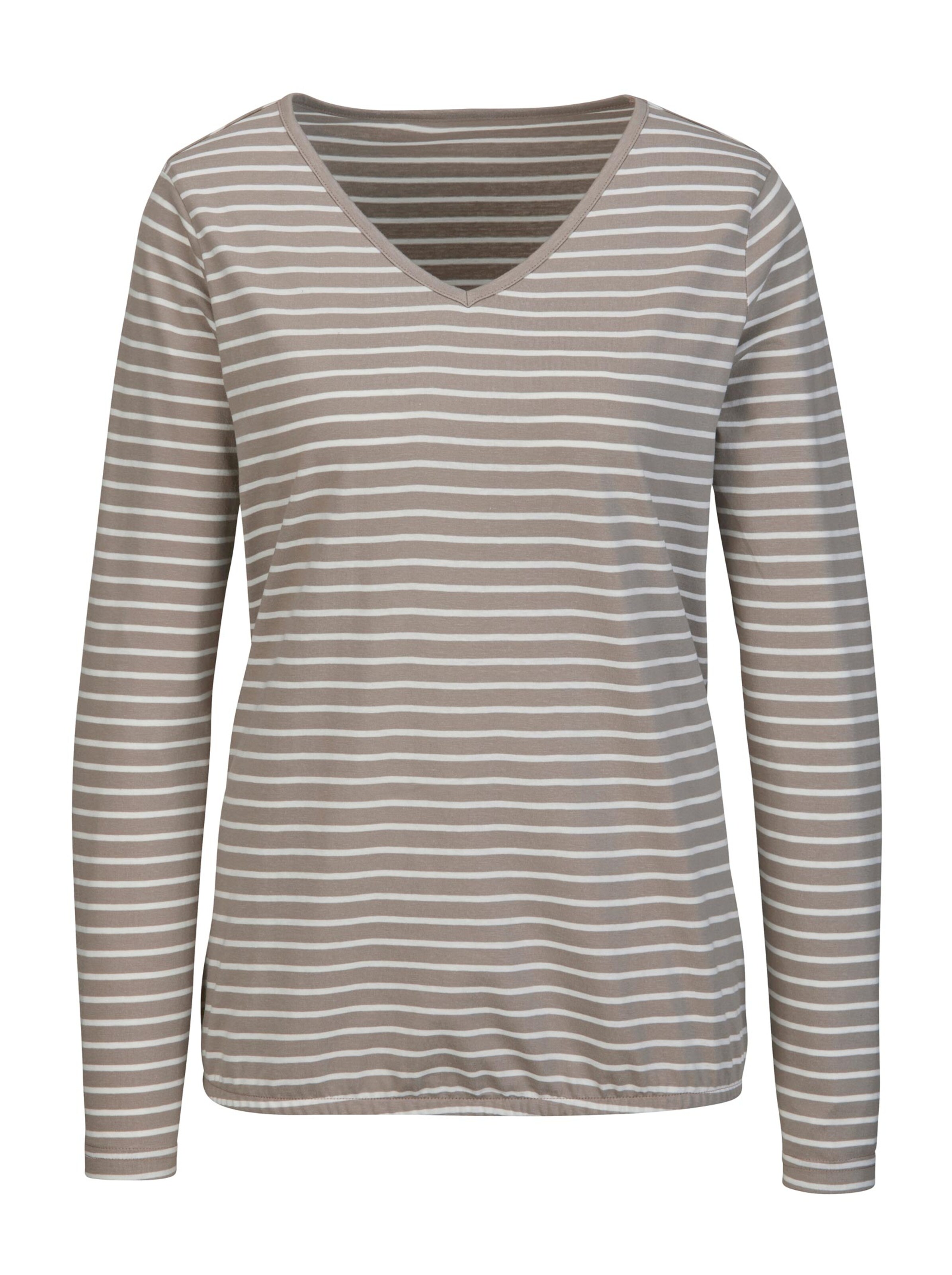 Shirt - taupe-weiß-gestreift