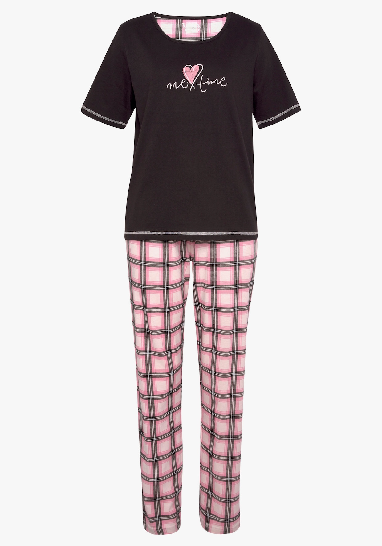 Vivance Dreams Pyjama - schwarz, schwarz-weiß-kariert, rosa, rosa-schwarz-kariert