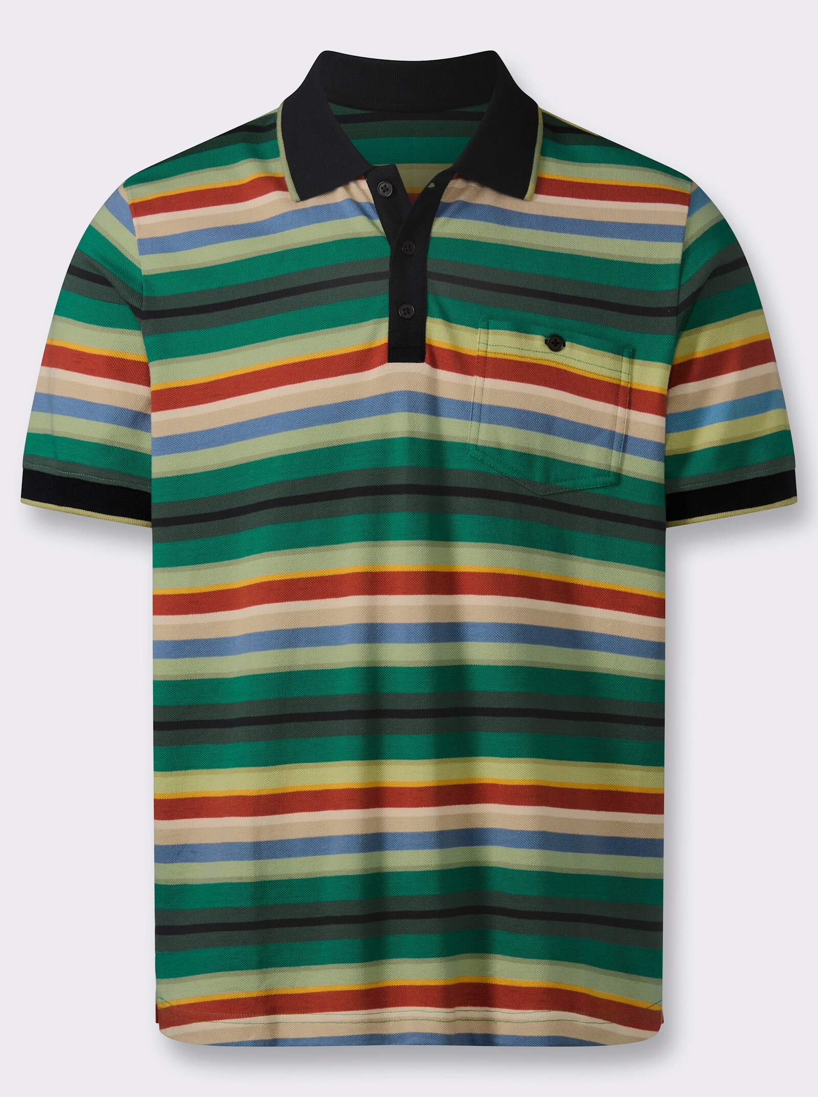 Marco Donati Kurzarmshirt mit garngefärbten Streifen - grün-gestreift