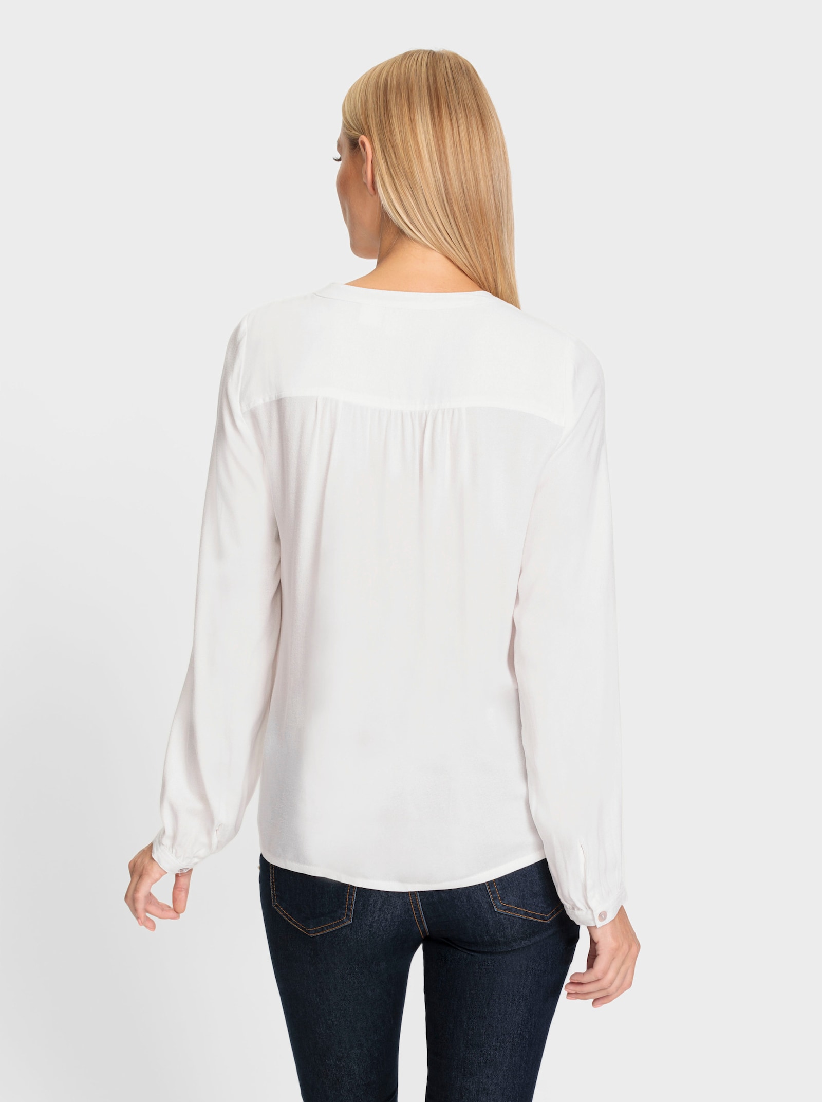 heine Blouse met lange mouwen en met borstzakken met pailletten - ecru