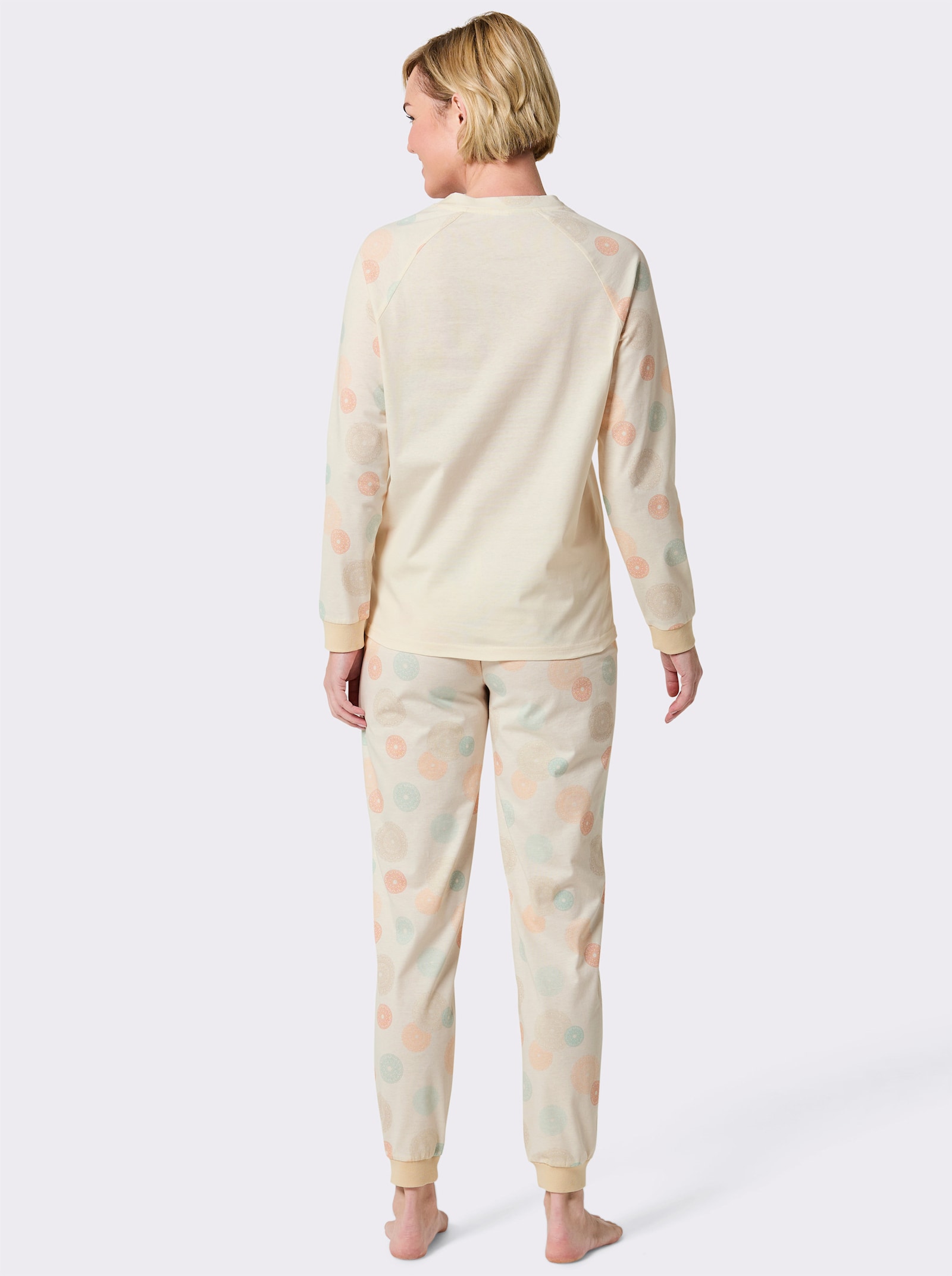 wäschepur Schlafanzug mit platziertem Druck - champagner-sand-bedruckt