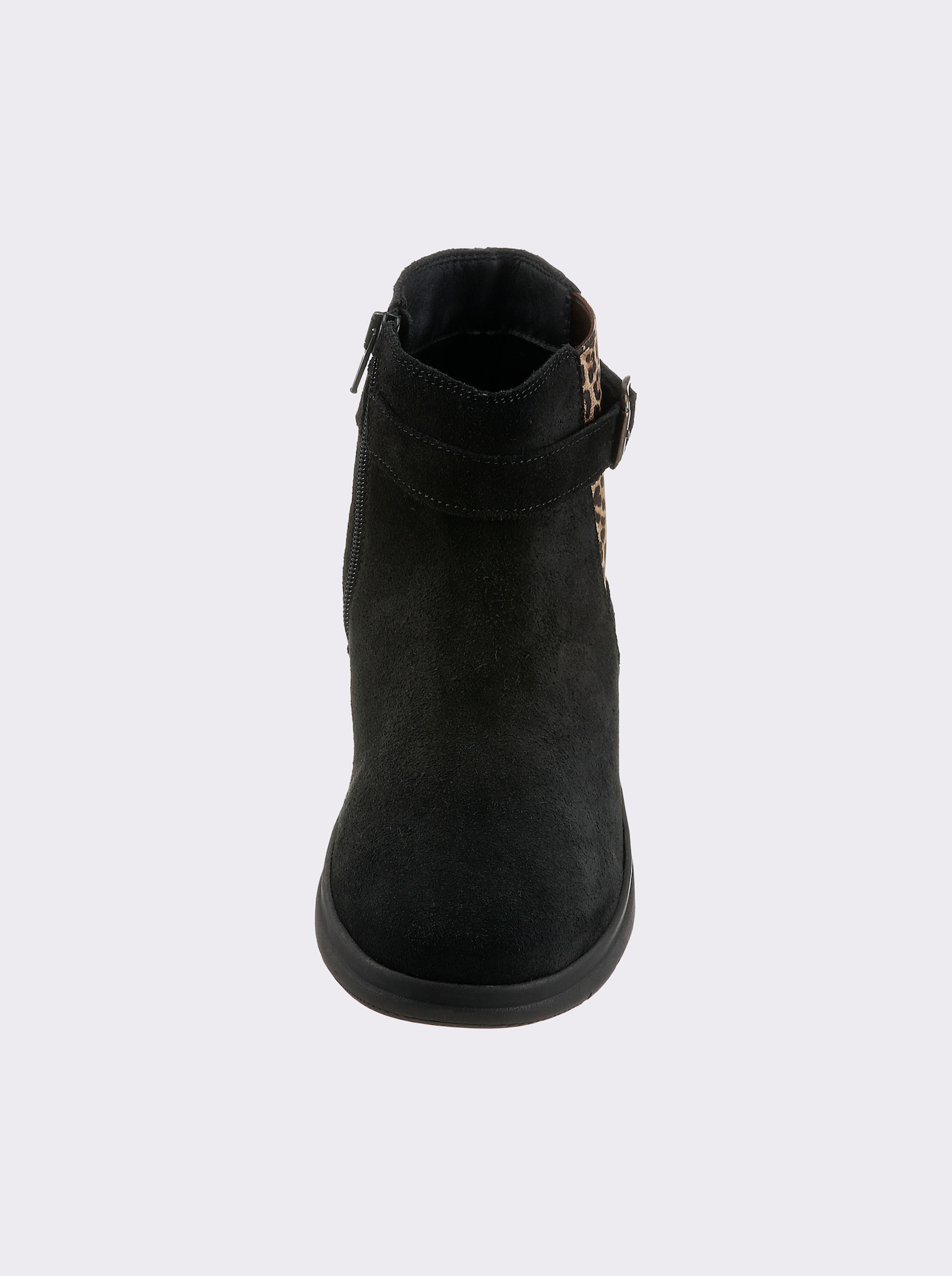 airsoft modern+ Stiefelette mit Einsatz im Leo-Dessin - schwarz