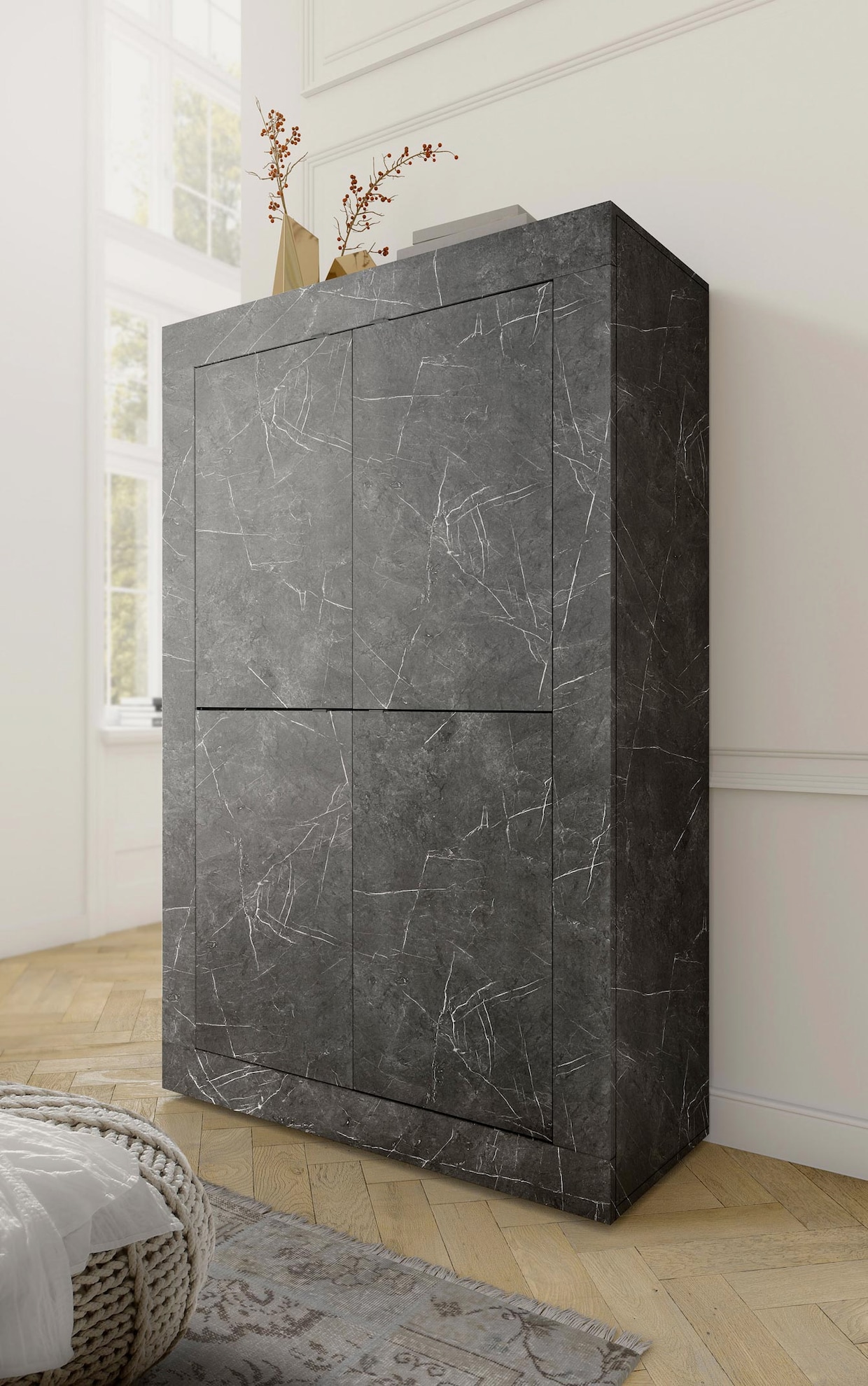 LC Highboard - marmor anthrazit
