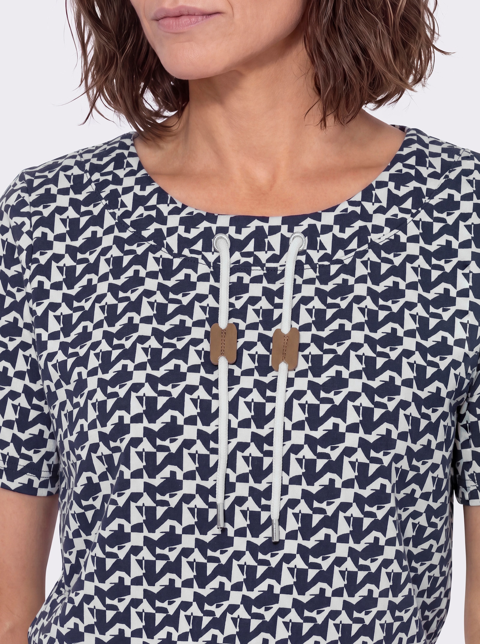 Shirt mit Druck - marine-ecru-bedruckt