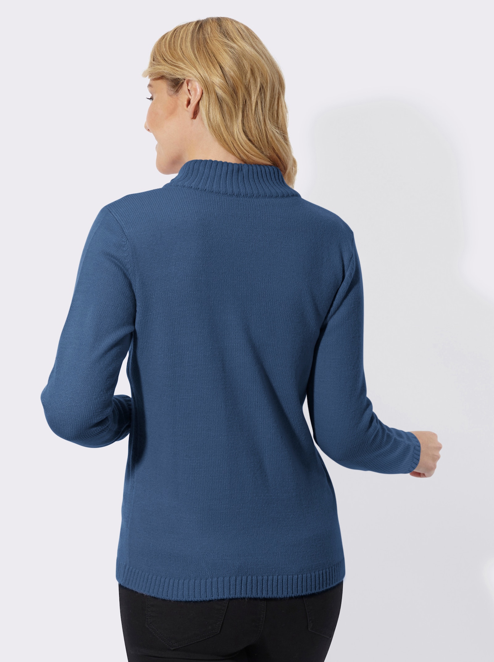 Strickjacke mit Reißverschluss - jeansblau