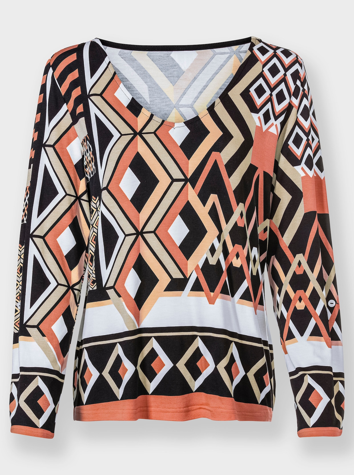 Shirt met lange mouwen - papaja/wit bedrukt