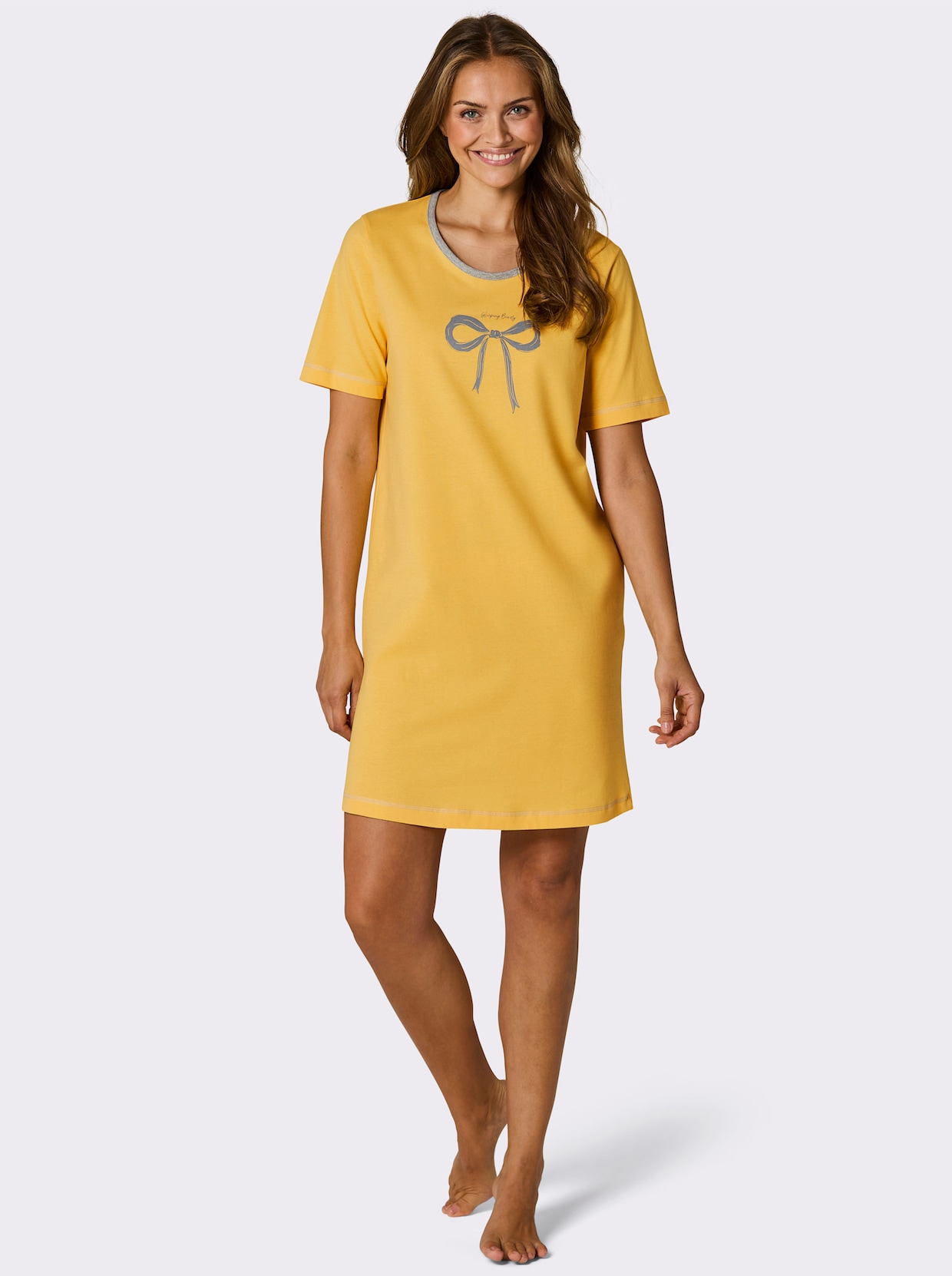 wäschepur Sleepshirts - grau-meliert + gelb