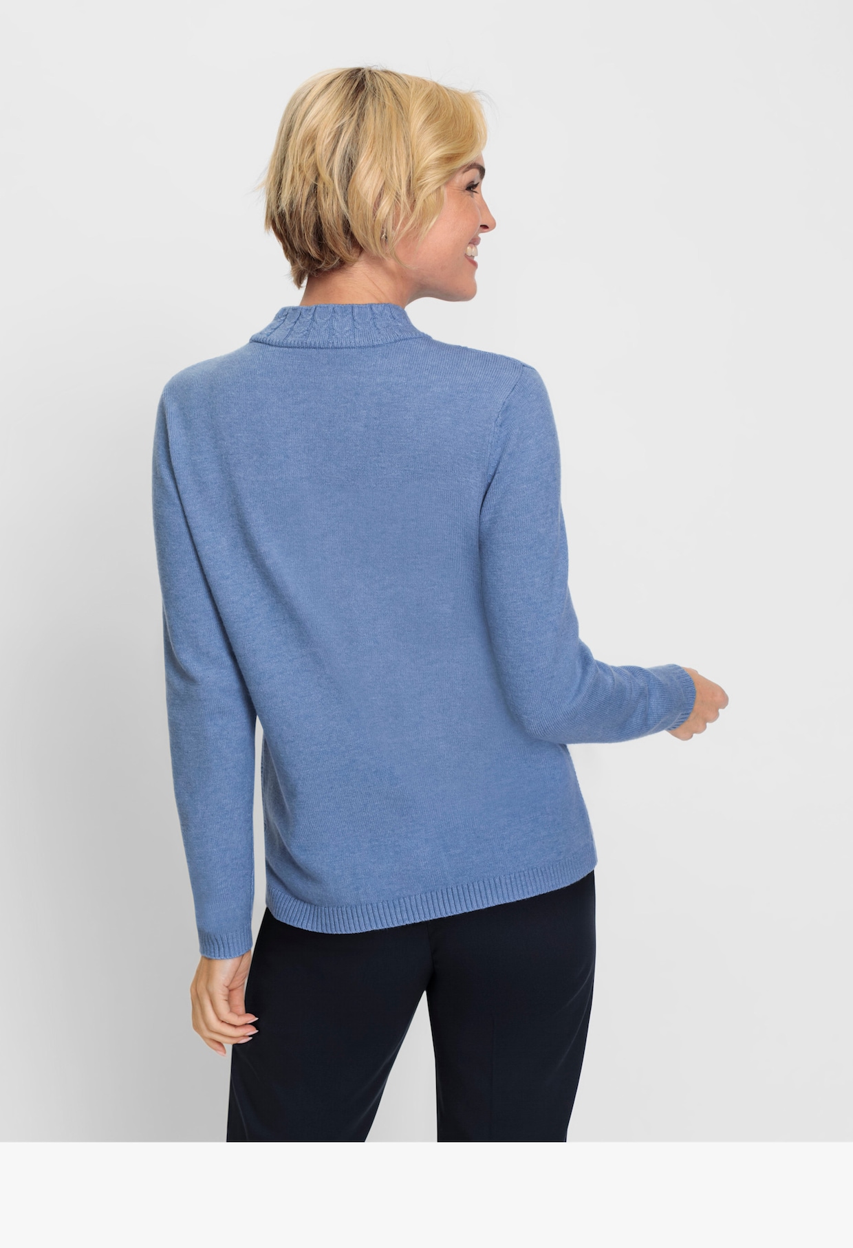 Trui met opstaande kraag - bleu gemêleerd