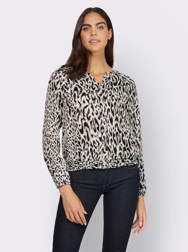 heine Druckbluse mit Smok-Bund - kalkmint-sand-bedruckt