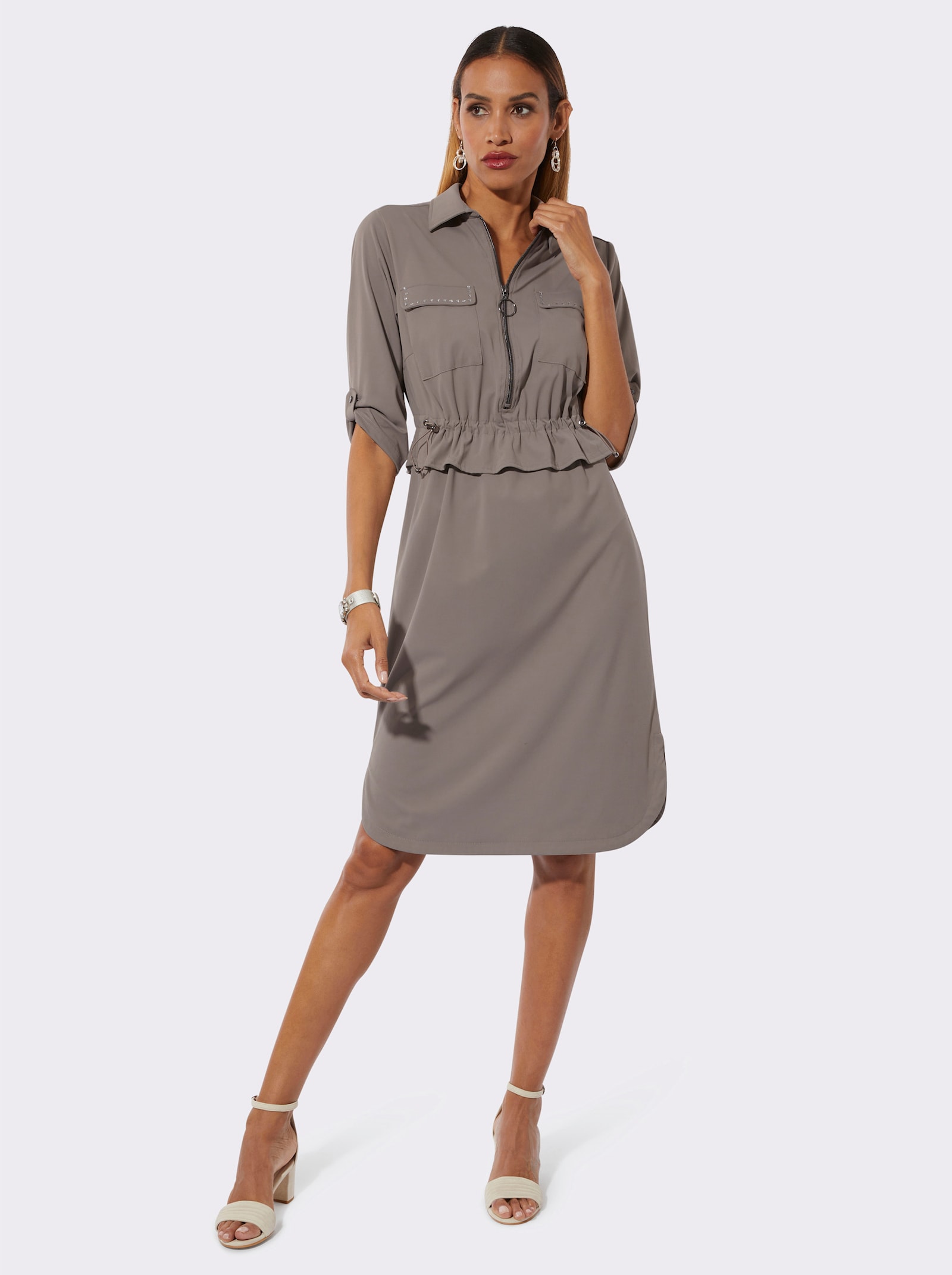 Polokleid in lässiger Form - taupe