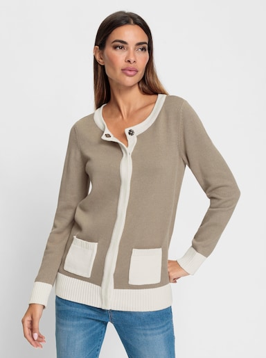 heine Cardigan met blinde drukknoopsluiting - sesam/ecru