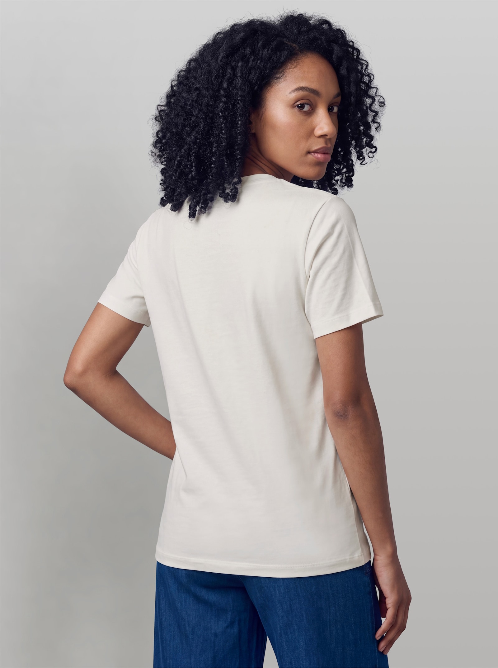 heine T-Shirt mit Feder-Motiv - ecru