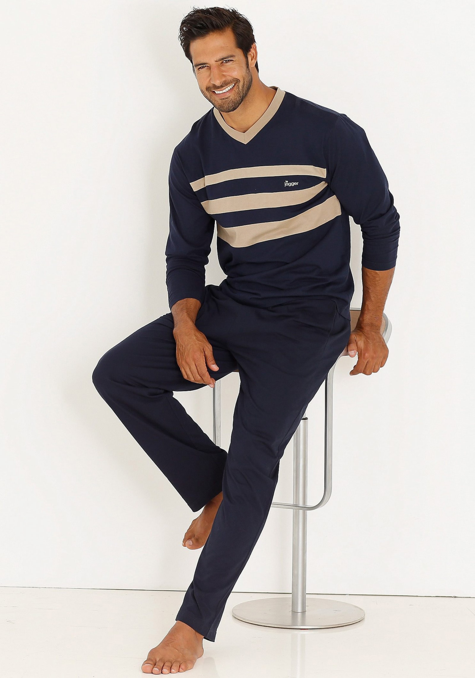 le jogger Pyjama - marine, beige