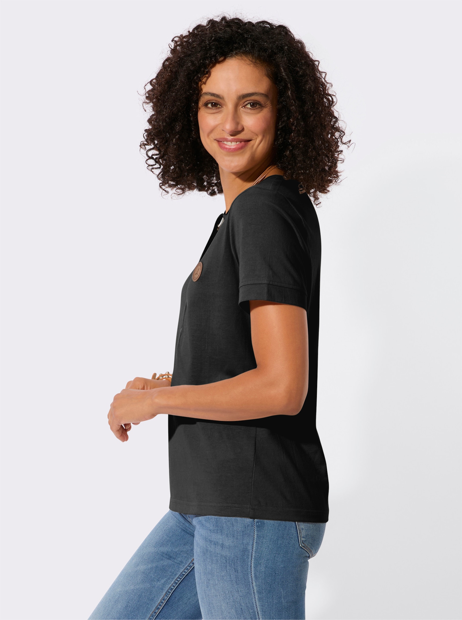 Kurzarmshirt aus reiner Baumwolle - schwarz