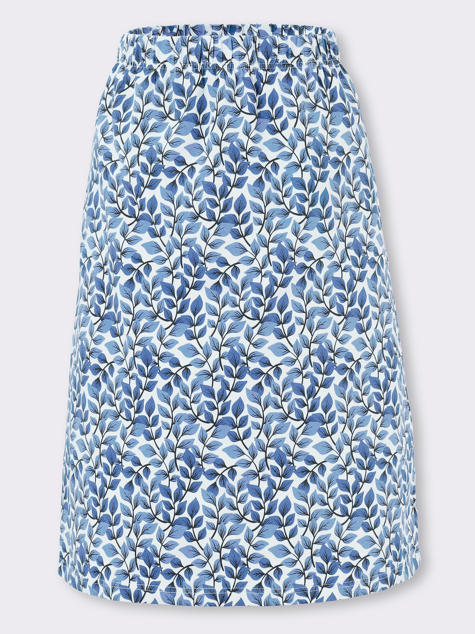 Comfortrok met comfortband rondom - ecru/middenblauw bedrukt