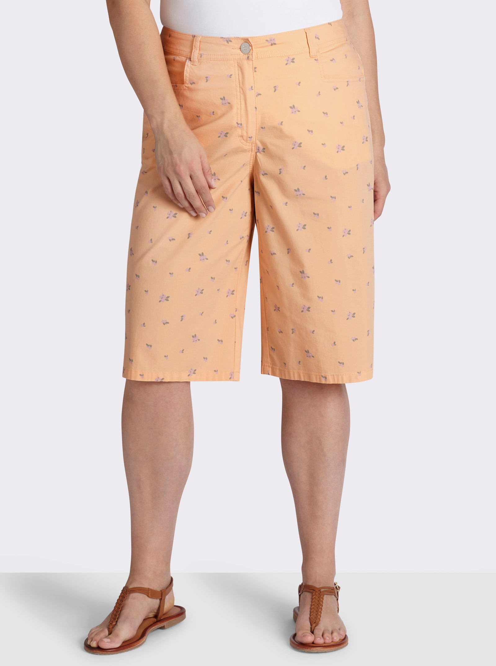 sheego Bermudas mit Minimalprint - apricot-steingrau-bedruckt
