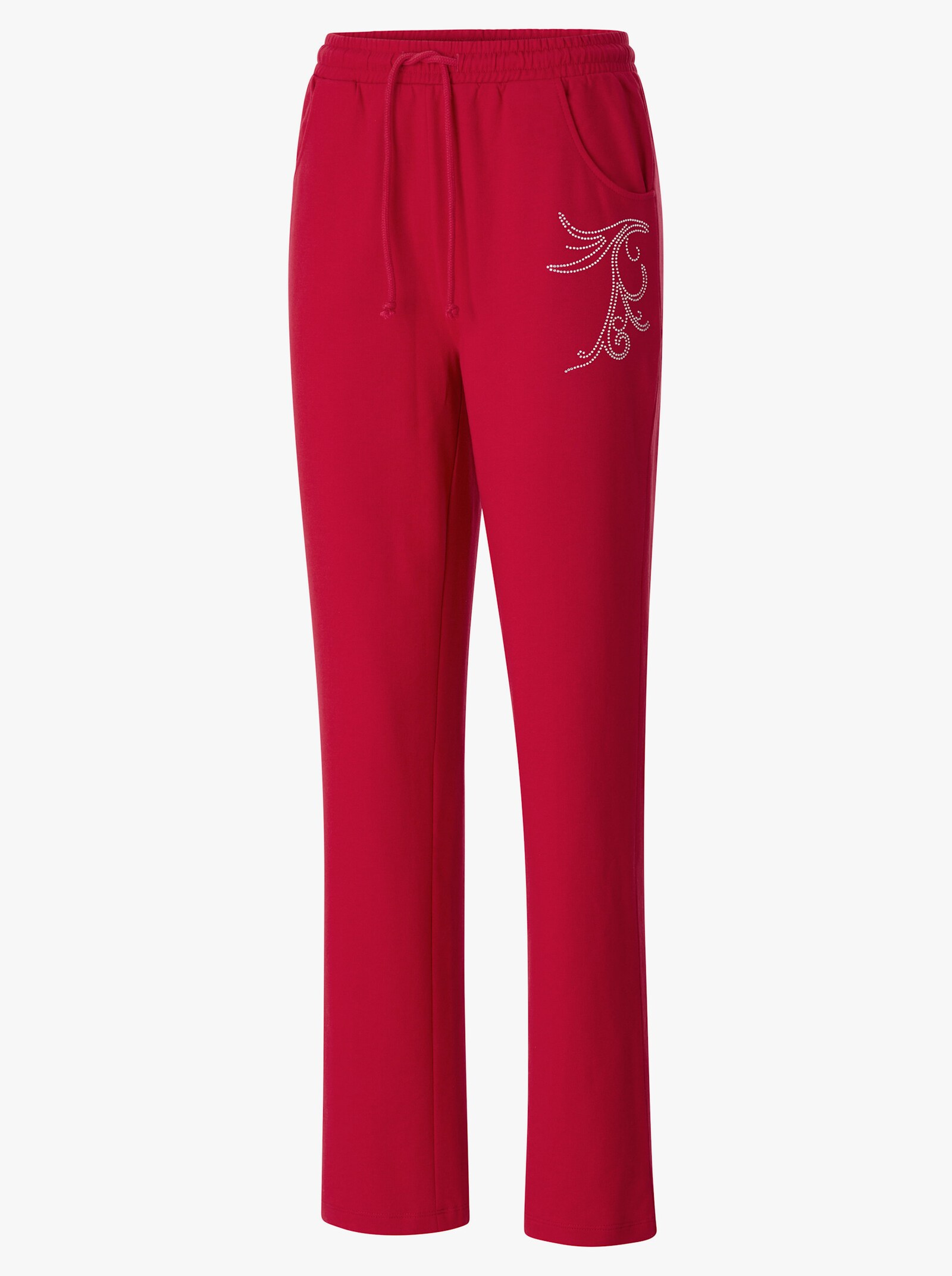 Freizeithose mit Ziersteinchen - rot