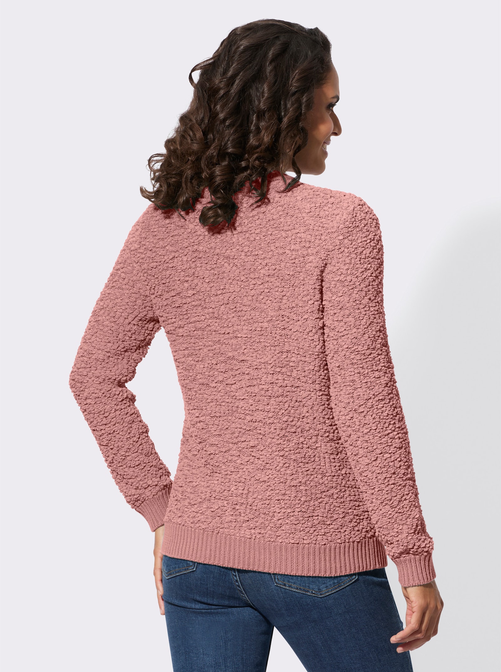 Strickjacke aus Popcorn-Garn - rosenholz