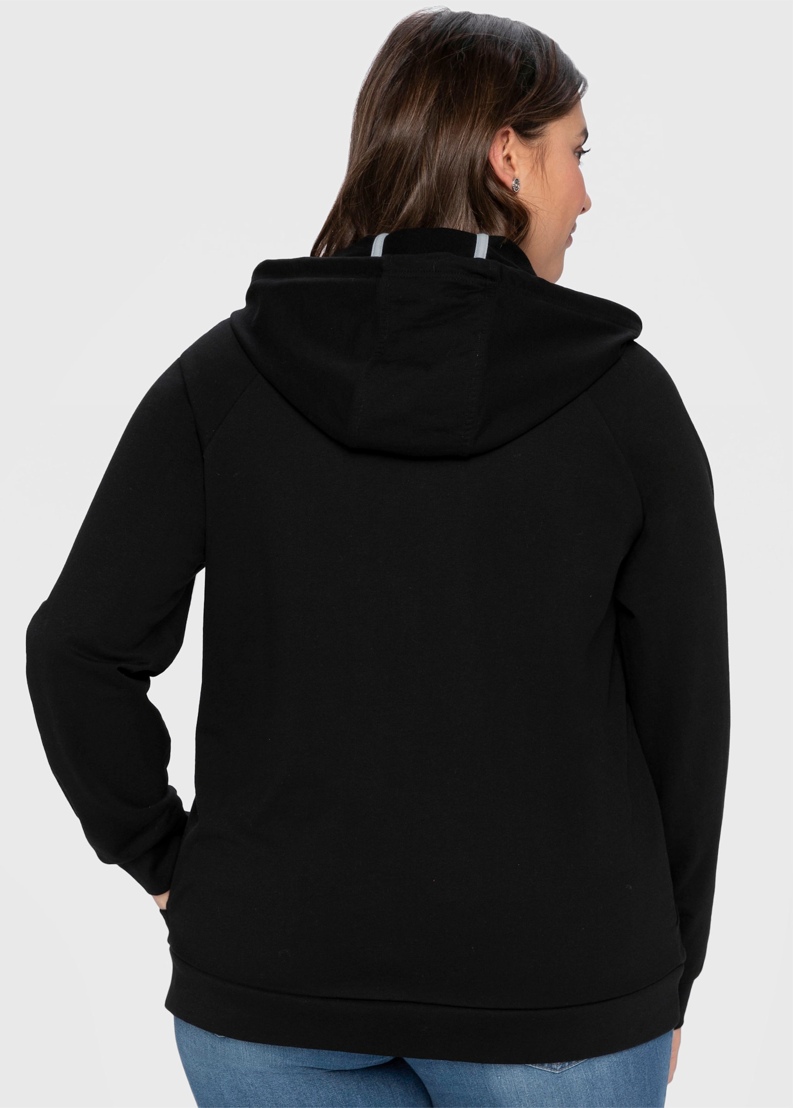 sheego Sweatjacke mit Kapuze - schwarz