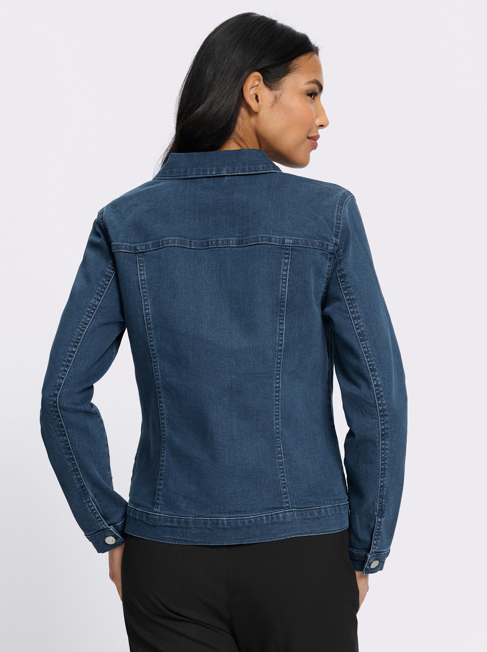 Jeansjacke mit Spitzenband - blue-stone-washed