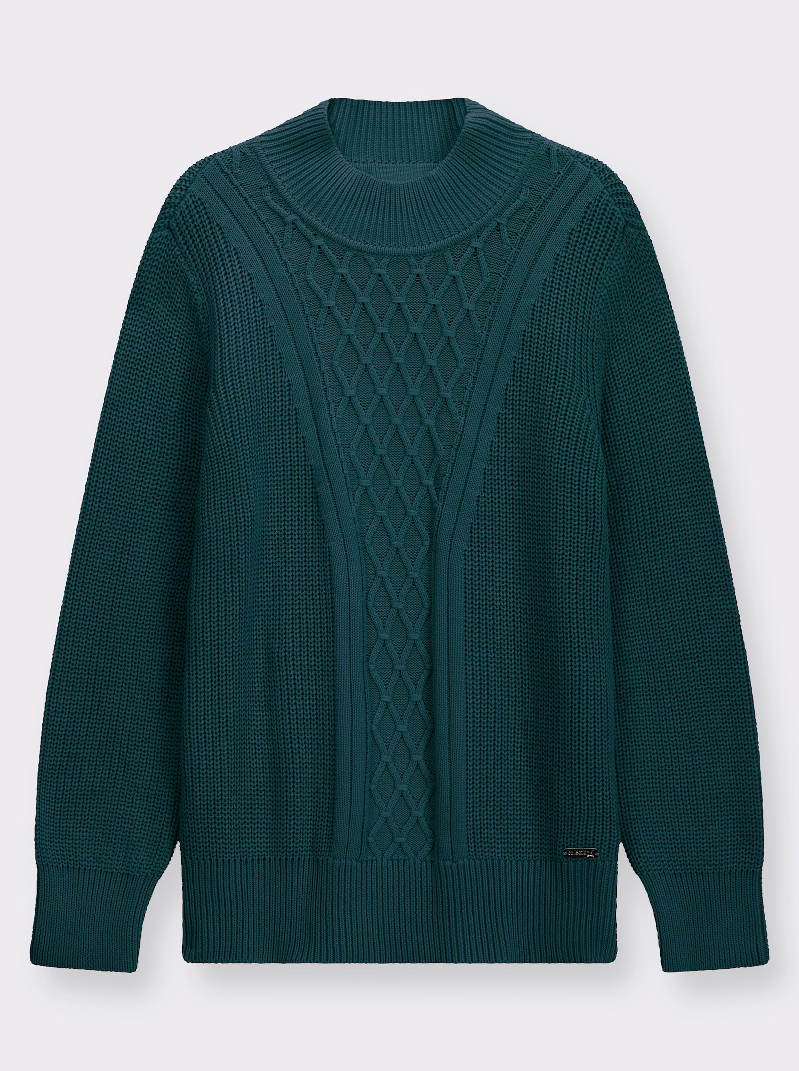 Stehkragenpullover mit Rautenmuster - petrol