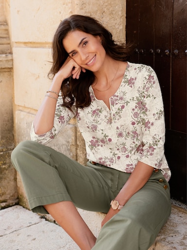 3/4-Arm-Shirt - champagner-hortensie-bedruckt