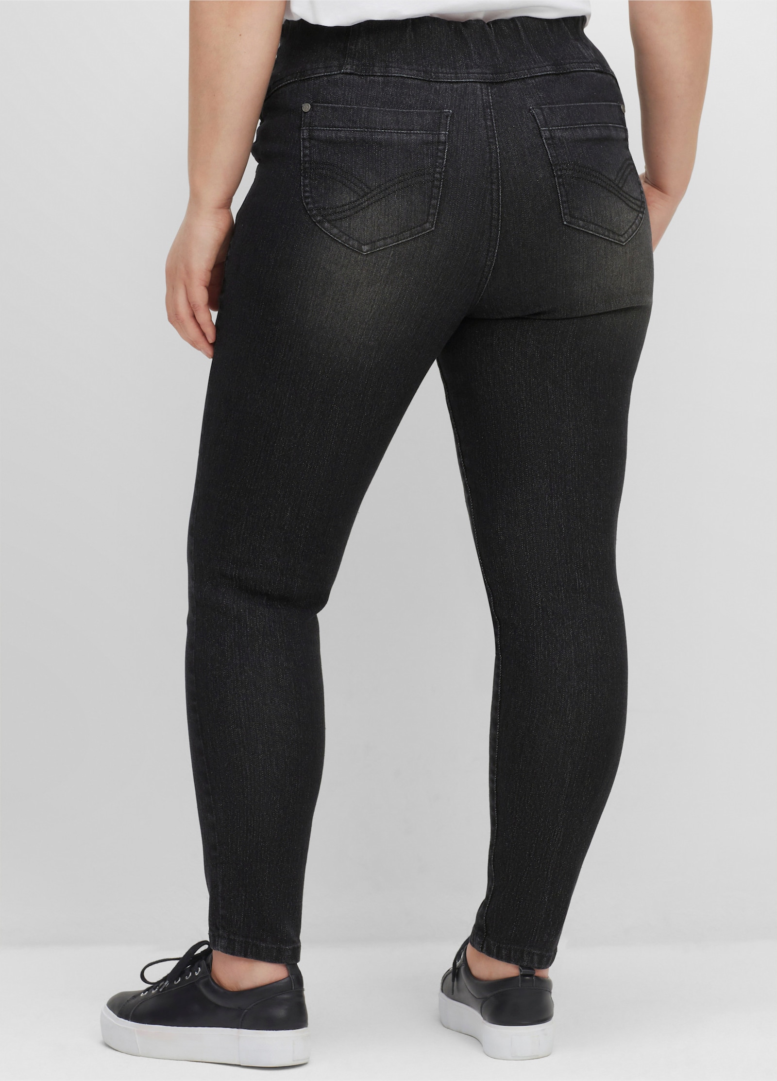 sheego Jeggings mit breitem Gummibund - black denim