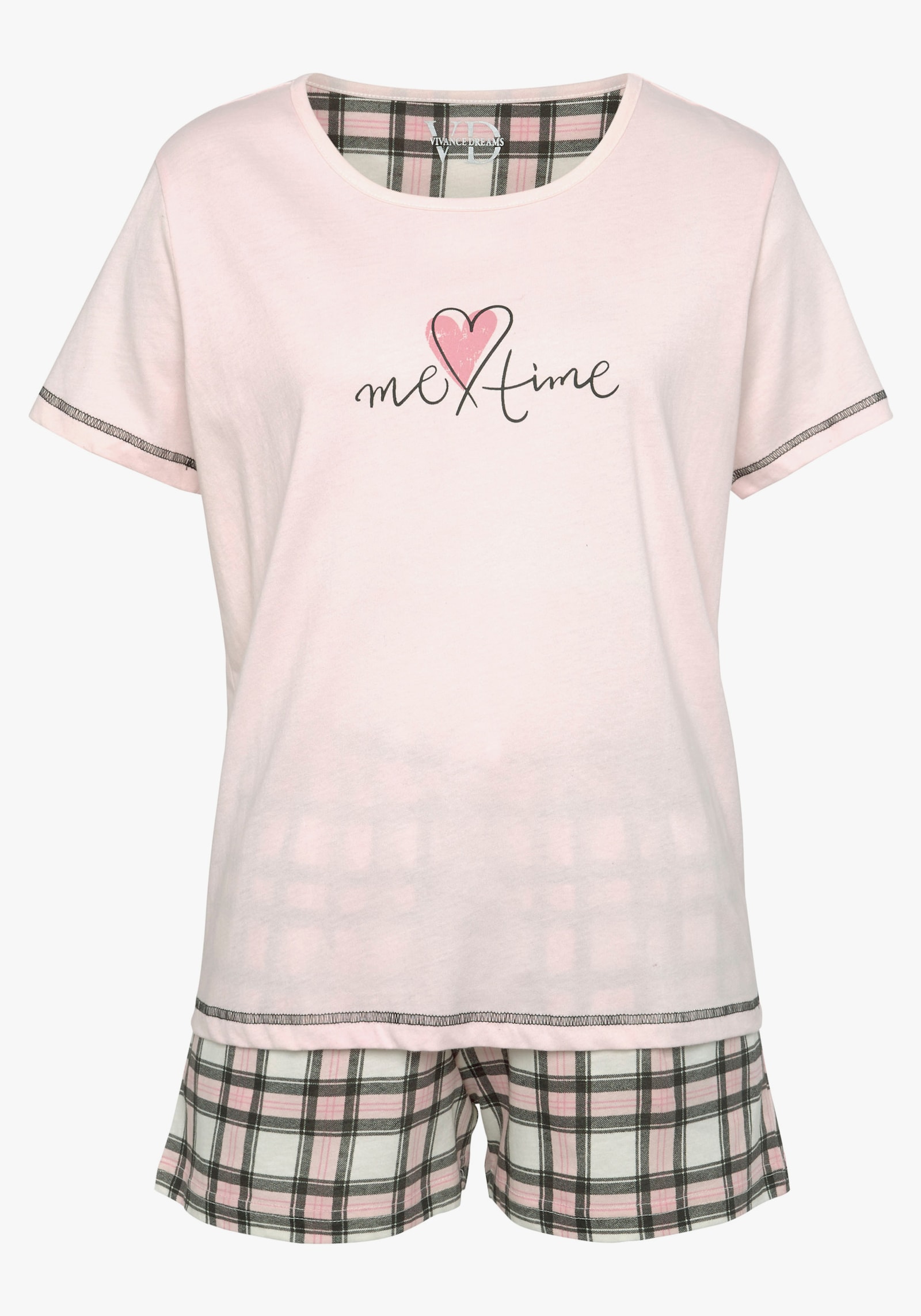 Vivance Dreams Pyjama court - noir + rose